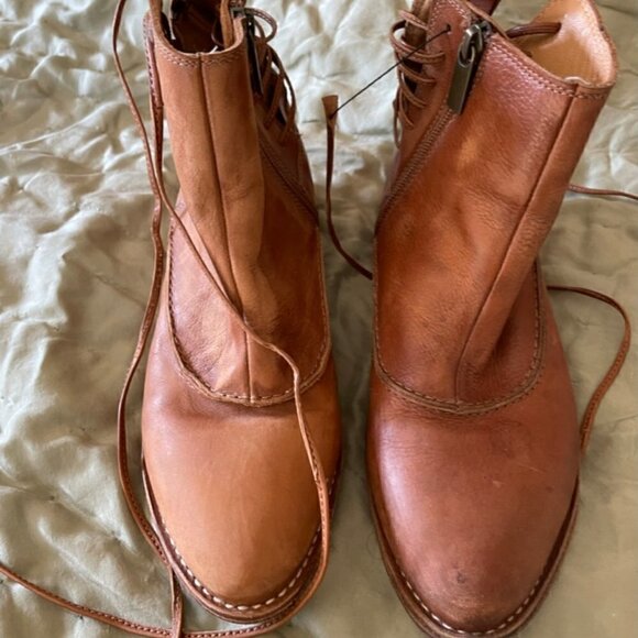 Chocolat Blu Shoes - Chocolat Blu Leather Brown Boho Ankle Booties Size 38 7.5